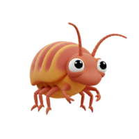 Meet this adorable cartoon pill bug Its segmented body, big eyes, and tiny legs are crafted in a cheerful clay style, creating a friendly and playful mood. png