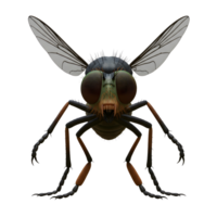 A menacing fly stares directly ahead, its large eyes and sharp mandibles creating a sense of unease. The intricate details and dark tones evoke a foreboding mood. png