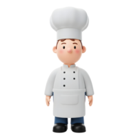 A friendly cartoon chef stands ready, his pristine white uniform and tall chef's hat exuding culinary charm and warmth. Simple yet expressive, he's perfect for food-related projects. png