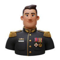 uma alegre 3d desenho animado do uma militares Policial dentro formal traje. dele medalhas e ouro dragonas adicionar para dele distinto olhar, criando uma amigáveis ainda autoritário sentir. png