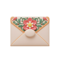 uma delicioso pastel envelope adornado com uma encantador 3d floral Projeto. suave cores e intrincado detalhes crio uma doce, romântico humor. png