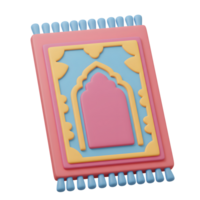 A cheerful, pastel-colored prayer mat, digitally rendered in 3D, features a playful design with a central arch motif. It's a charming and modern take on a traditional item. png