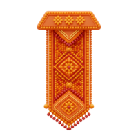 A vibrant orange and red beaded tapestry, showcasing intricate geometric patterns and floral motifs. Its warm, cheerful design evokes a sense of handcrafted artistry. png