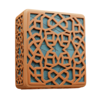 A captivating cube showcases an intricate teal and orange geometric pattern. The design's elegant lines and textures create a sophisticated, modern feel. png