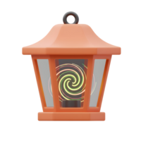 A whimsical orange lantern glows with a vibrant, swirling light. Its simple design creates a magical, mystical mood. Perfect for autumn decor png