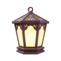 A captivating Moroccan lantern glows warmly, its intricate carvings and soft light creating a serene and inviting atmosphere. Perfect for festive decor. png