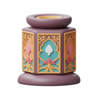 A charming hexagonal container boasts a captivating pastel palette and intricate Islamic-inspired patterns. The detailed design and soft colors create a serene and elegant mood. png