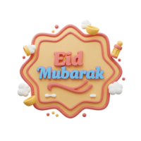 caprichoso 3d letras anuncia eid Mubarak dentro uma em tons pastéis, orgânico quadro. pequeno, encantador ícones adicionar uma festivo tocar, criando uma alegre e alegre humor. png