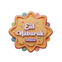 Celebrate Eid with this cheerful 3D design Pastel colors and intricate patterns create a warm, inviting mood. The 'Eid Mubarak' greeting is the star, surrounded by fun details. png