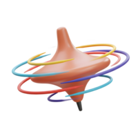 A playful salmon-colored spinning top twirls, leaving vibrant rainbow trails. Its smooth curves and bright colors create a joyful, energetic mood. png