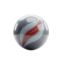 A captivating gray sphere, adorned with a stylish red swirl and a subtle glitter, creates a sleek and elegant visual. The design is simple yet sophisticated. png