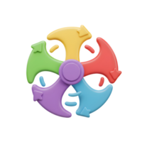 A vibrant, playful spinner with colorful blades and arrows, creating a cheerful and dynamic feel. Perfect for kids png