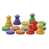 A vibrant collection of colorful stamps, playfully scattered. Each stamp features unique symbols, creating a cheerful and engaging scene. png