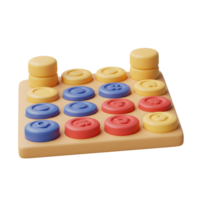 A cheerful Connect Four game in soft pastel hues. Round tokens, stacked and in play, sit on a light beige board. A sweet, fun scene png