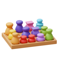 A playful array of pastel-colored 3D shapes rests on a light brown wooden board, creating a cheerful and engaging puzzle game. png