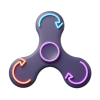 A captivating purple spinner with vibrant neon arrows. Smooth curves and glowing lights create a dynamic, playful mood. png