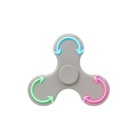 A sleek gray fidget spinner features vibrant neon arrows, creating a captivating minimalist design. Clean lines and bold colors make it visually striking. png