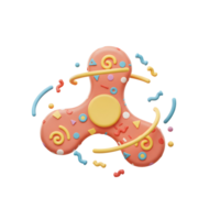 A cheerful, pastel-colored fidget spinner twirls, surrounded by playful shapes. Its vibrant design evokes joy and fun, perfect for kids and adults alike. png