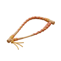 A charming, handcrafted wooden stick features a cheerful braided design in orange and yellow. Its playful curves and simple elegance create a lighthearted mood. png