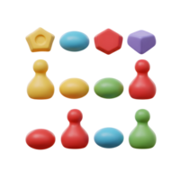A cheerful collection of vibrant, smooth 3D shapes from basic geometric forms to charming game pieces creates a playful and fun visual. The bright colors pop against the white background. png