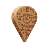 A captivating, earthy-toned map pointer adorned with intricate tribal symbols creates a mysterious and ancient atmosphere. png