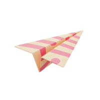 A charming paper airplane, elegantly designed with pink stripes on a creamy background, floats in mid-air. Its playful design evokes a sense of lightheartedness and fun. png