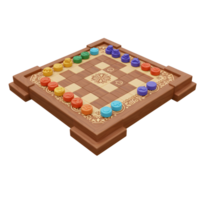 A cheerful checkers game unfolds on a richly detailed wooden board. Rainbow-colored pieces add a playful touch to the classic game. Enjoy the charming scene png