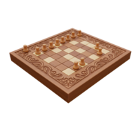 A captivating image of a beautifully carved wooden chessboard, showcasing a mid-game setup. Intricate floral designs adorn the frame, enhancing the warm, classic feel. png