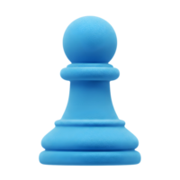 A single, serene blue chess pawn stands against a stark white background. Its smooth, matte texture and simple form create a calming, minimalist image. png