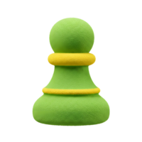 A charming, lime green chess pawn stands out with its soft texture and cheerful yellow accents. The playful design evokes a sense of fun and whimsy. png