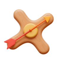 uma alegre, renderizado em 3D bússola rotaciona com uma brincalhão de madeira seta. caloroso cores e uma caprichoso Projeto crio uma diversão, convidativo humor. png