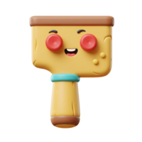 A cute, smiling putty knife with rosy cheeks, rendered in a playful 3D style. Its cheerful expression and textured surface create a fun, lighthearted mood. png