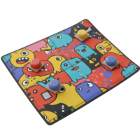A cheerful, colorful board game features cute monster doodles and colorful buttons. Perfect for imaginative play Fun, engaging, and playfully designed. png