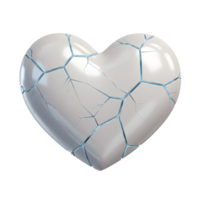 A pale heart, fractured into numerous pieces, evokes a sense of heartbreak and fragility. The icy cracks contrast with the smooth surface, creating a poignant visual. png