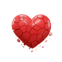 Red Broken Heart Symbolizing Pain and Loss Floating on White Background png