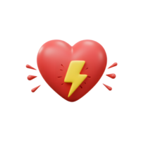 A vibrant red heart pulses with energy, a bright yellow lightning bolt at its center. Small bursts surround it, creating a lively and joyful mood. png