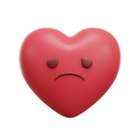 A plump, red heart wears a frown. Its simple design evokes a feeling of gentle sadness, a quiet melancholy. The smooth, glossy texture adds to its soft expression. png