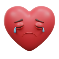 A 3D-rendered red heart emoji expresses profound sadness, its closed eyes and single tears conveying a poignant emotional state. Simple yet touching. png