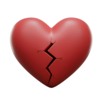 A somber image depicts a realistic red heart, fractured and broken, evoking a sense of loss and heartbreak. The smooth, glossy surface contrasts sharply with the harsh cracks. png