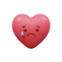 A 3D-rendered heart emoticon weeps a single tear, conveying sadness and heartbreak. Its simple design is effective in expressing profound emotion. png