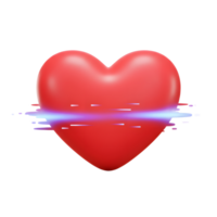 A vibrant red heart, rendered in 3D, is bisected by a glowing blue streak, conveying a sense of dynamism and energy. Minimalist yet impactful. png