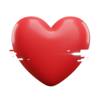 uma lustroso vermelho coração, rendido dentro suave 3d, dramaticamente falhas e fragmentos, criando uma cativante mistura do clássico romance e moderno digital arte. a efeito é ambos negrito e lindo. png