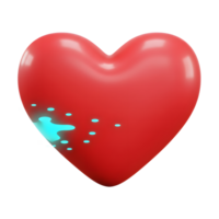 A glossy red heart bursts with teal energy, creating a dynamic and joyful image. The smooth heart contrasts beautifully with the abstract splash, offering a bold visual statement. png