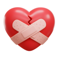 A cracked red heart, tenderly held together by crossed bandages. A poignant image of healing and hope. Simple, yet emotionally resonant. png