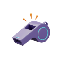 A cheerful purple whistle, rendered in 3D, is ready to blow Its playful design and light blue accents create a fun, vibrant mood. png