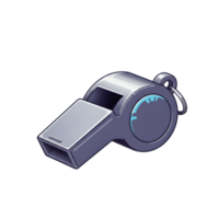A metallic whistle, ready to blow Sharp lines and bright orange bursts create a dynamic, energetic feel. png