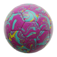 A captivating soccer ball explodes with swirling teal, purple, and yellow marble patterns. Its vibrant, psychedelic design is eye-catching and energetic. png