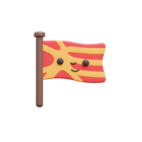 A cheerful 3D rendering of the Macedonian flag, playfully designed with a smiling face. Red and gold stripes, simple charm png