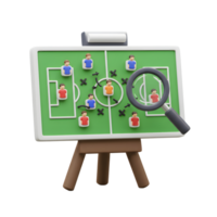 Analyzing strategy on a board with a magnifying glass focused png