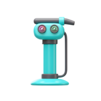 A cheerful teal air pump stands ready, its gauges glowing softly. A fun, cartoonish design with a hint of retro charm. png